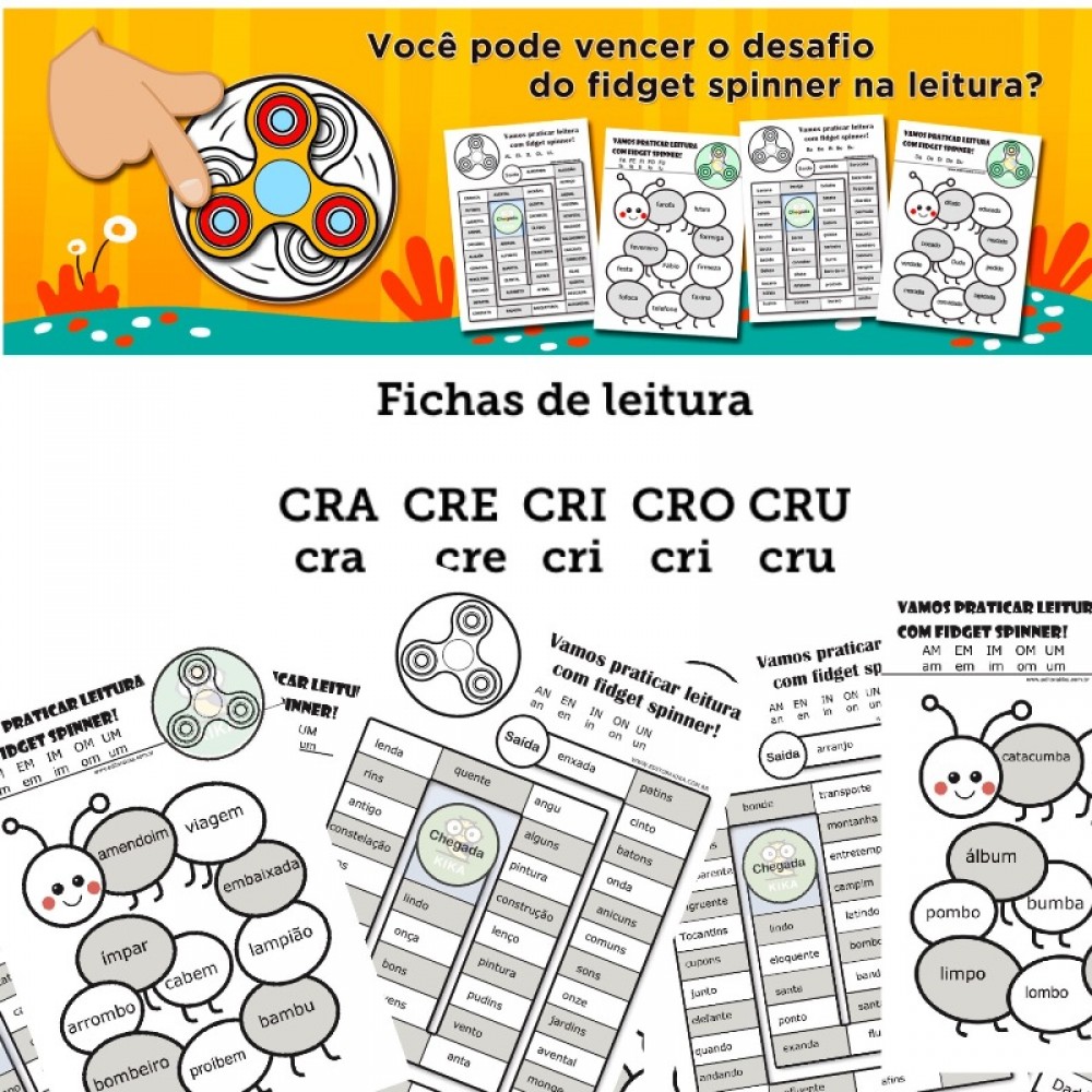 Fichas de Leitura -Família CRA CRE CRI CRO CRU