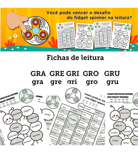 Fichas de Leitura - Família GRA GRE GRI GRO GRU