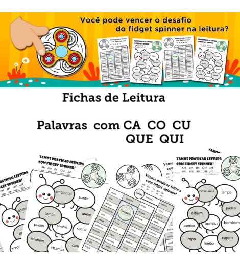 Fichas de Leitura - Palavras com CA CO CU QUA QUI